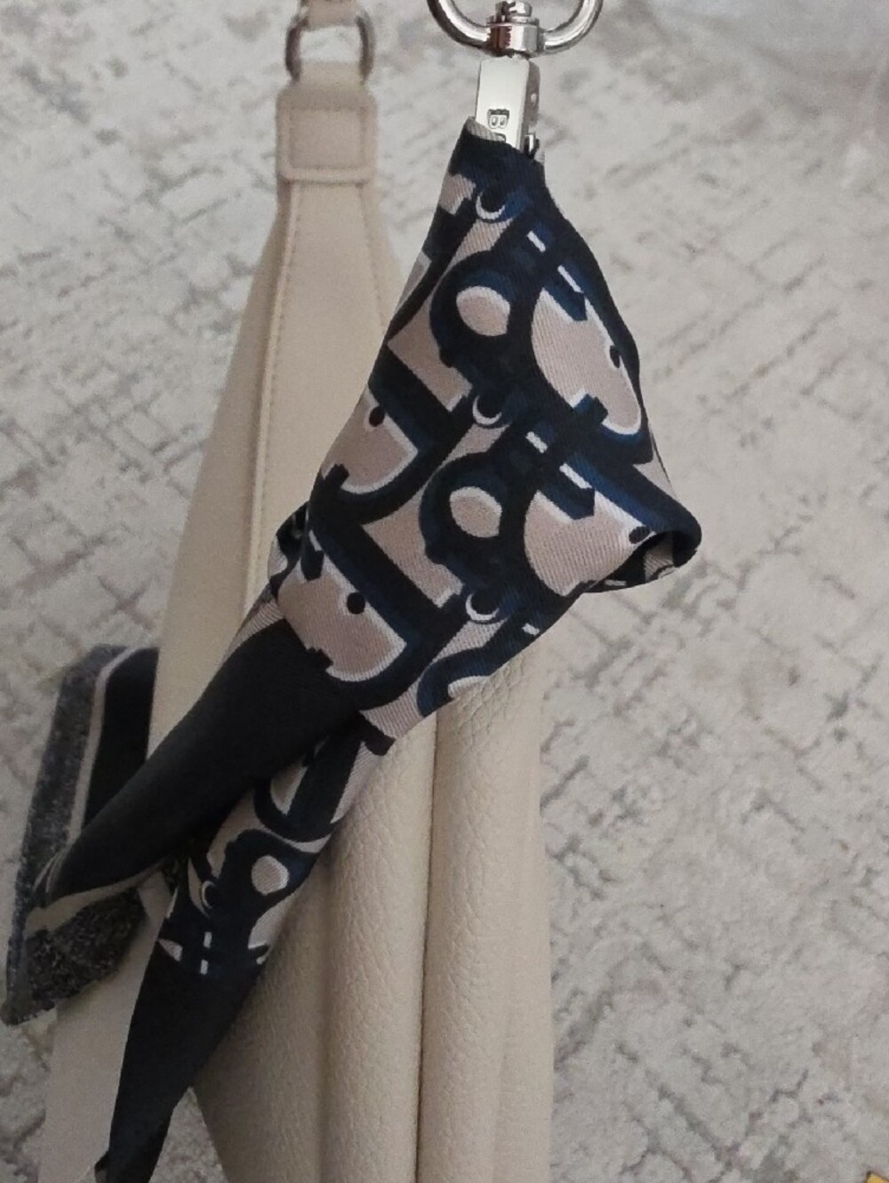 Dior Navy & Cream Printed Scarf Accent - Picture 5 of 11